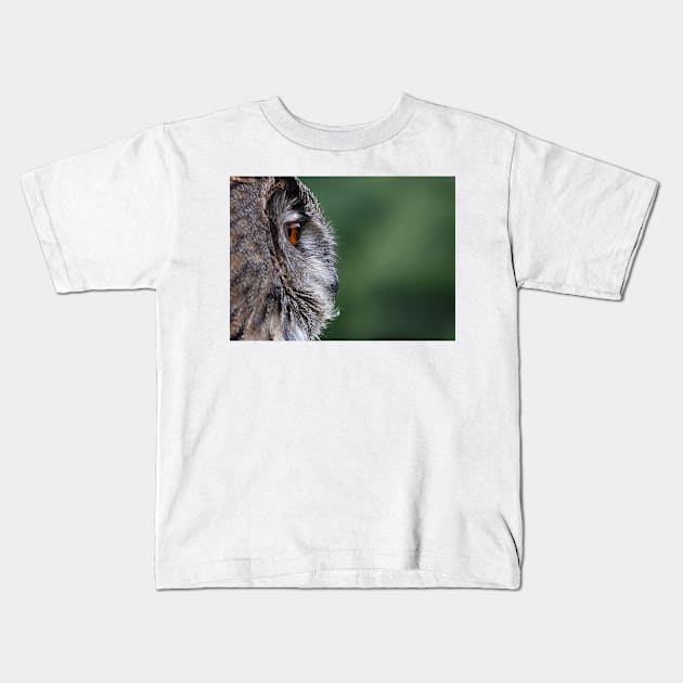 Eagle owl profile Kids T-Shirt by Jim Cumming